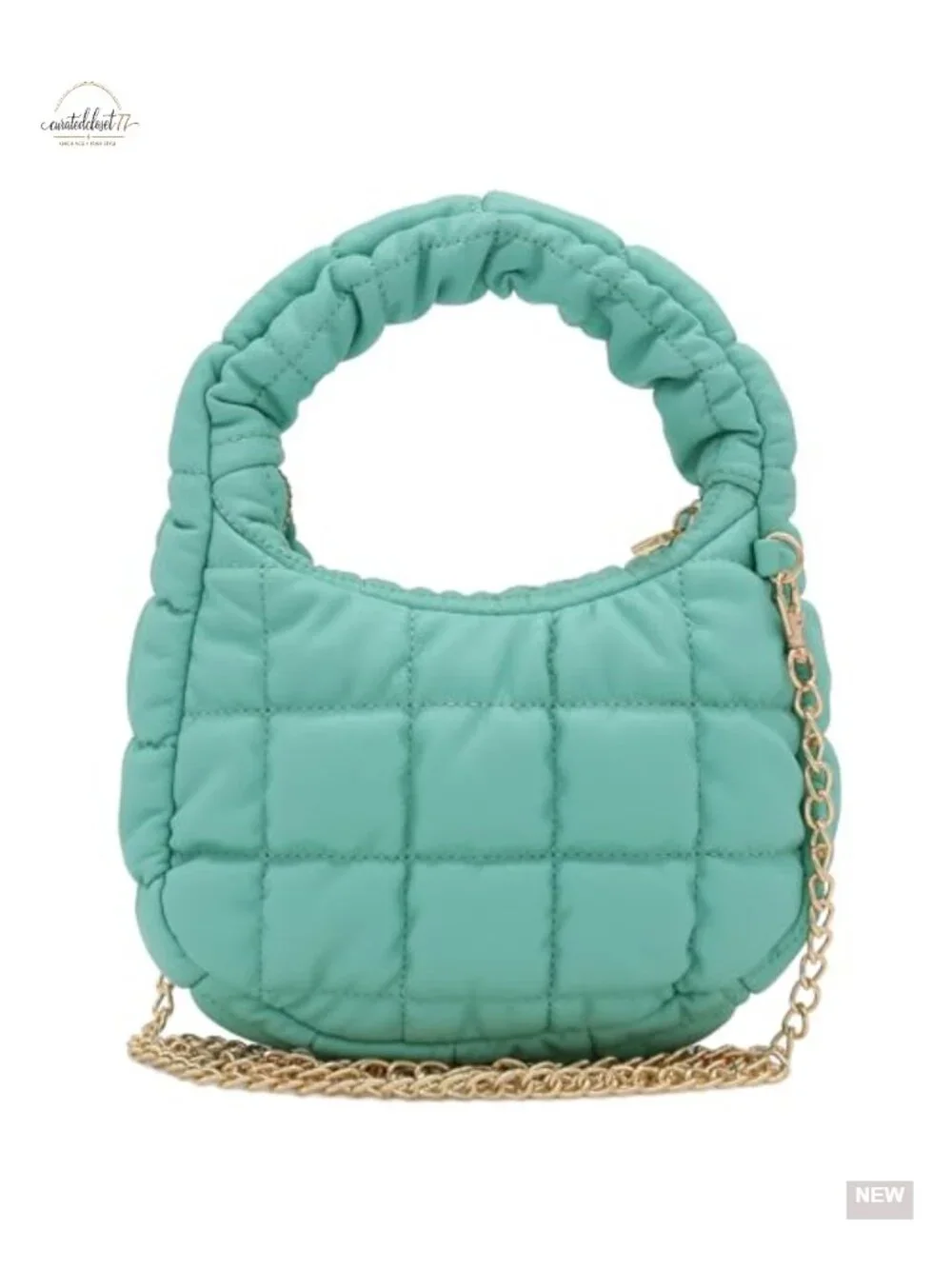Mini Quilted Soft PU Leather Crescent Puffer Crossbody Evening Bag